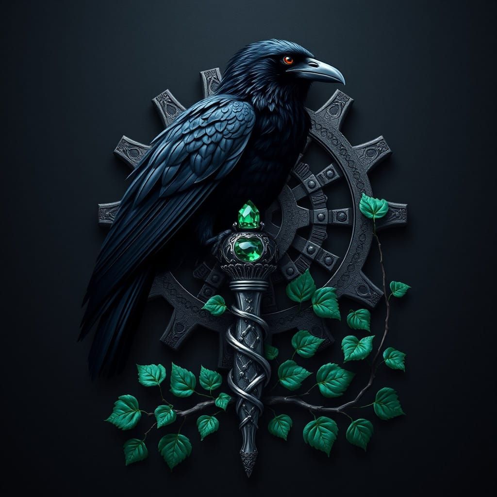 Mystical Raven Crest: Emblem of House Roscinia's Wisdom