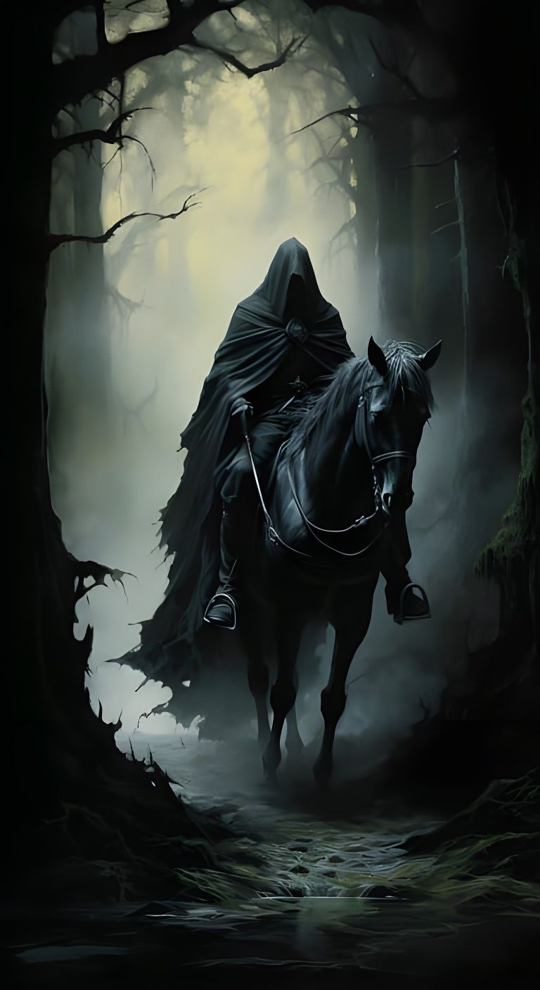 Eerie Nazgul Black Rider in Medieval Fantasy Scene