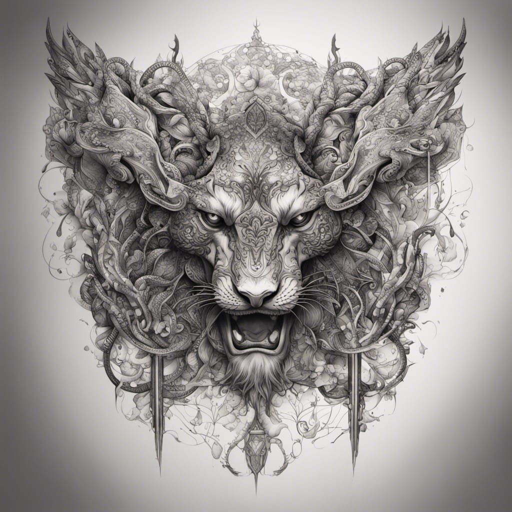 Unique Tattoo Design on White: Hyperrealistic Detail