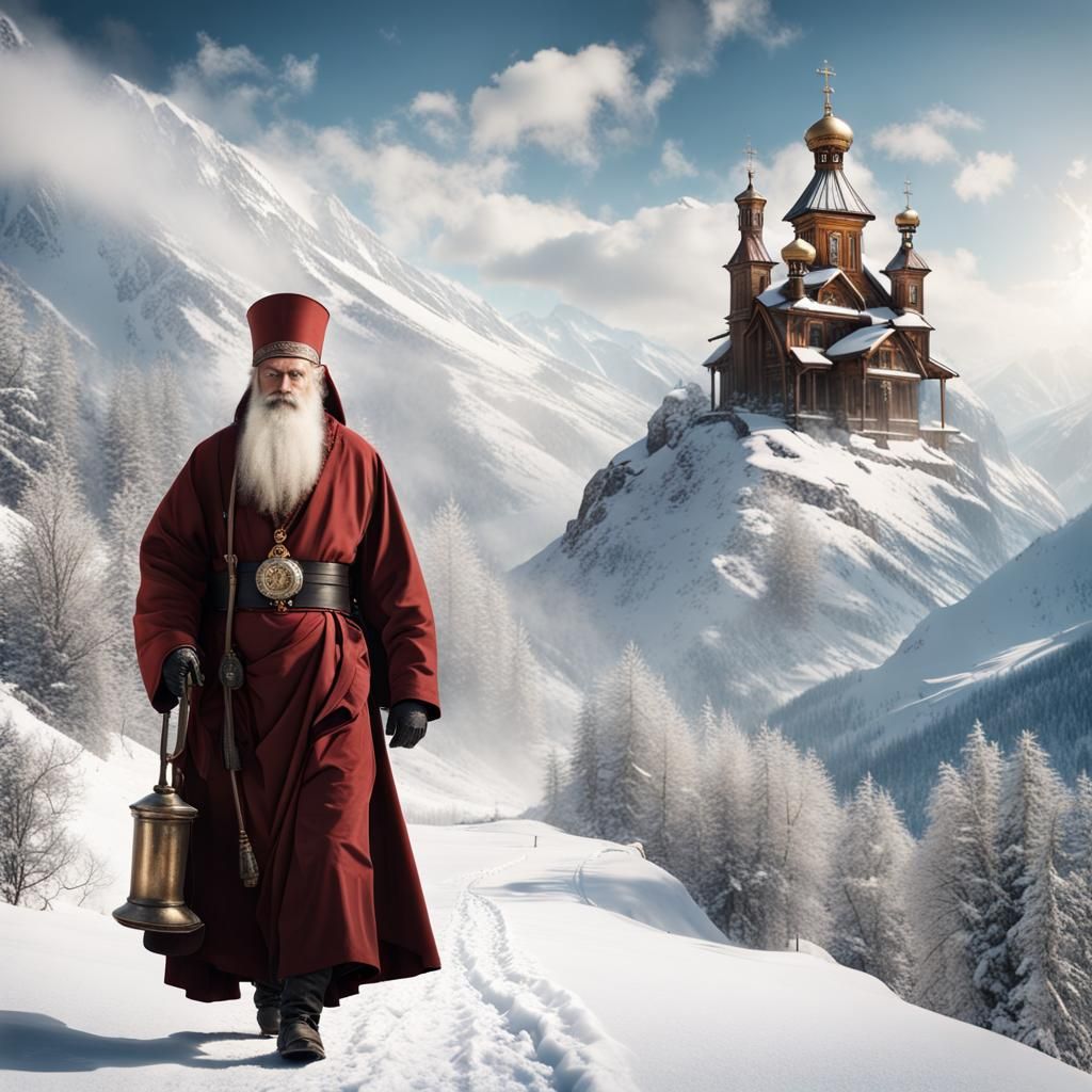 Monk and Saint Nicholas in Steampunk Winter Wonderland