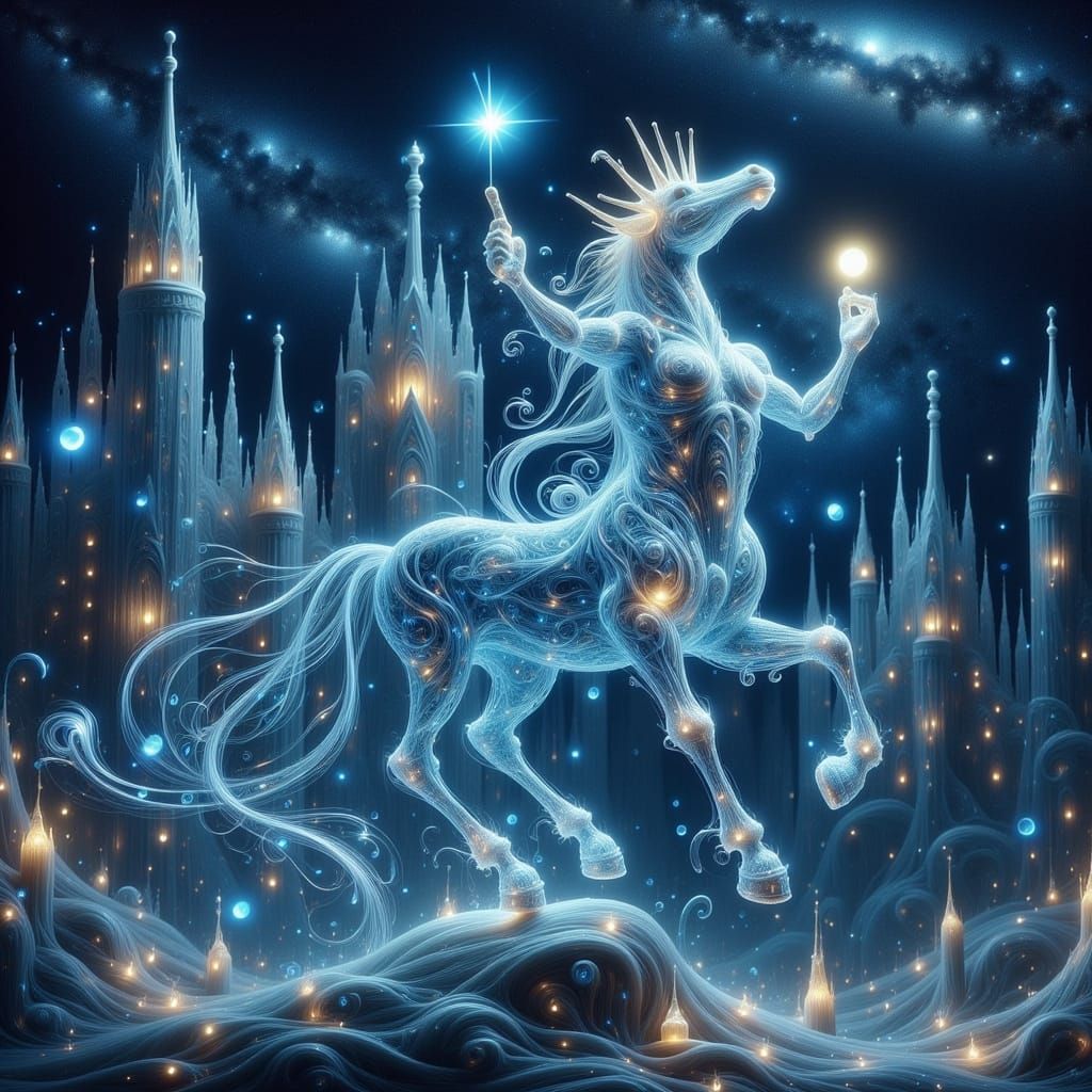 Golden Centaur Bathed in Fairy Lights