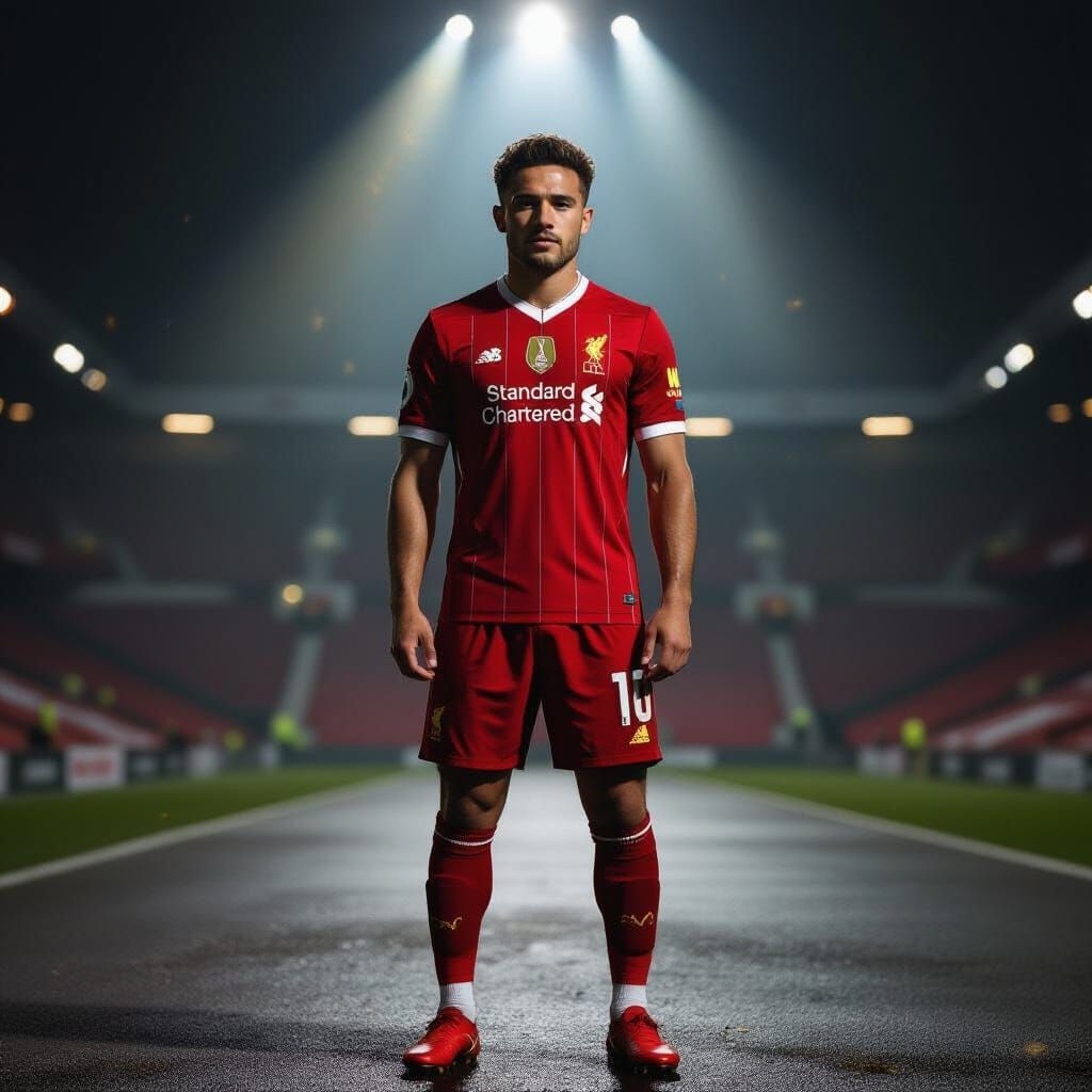 Cinematic Portrait of Diogo Jota in Liverpool FC Tunnel