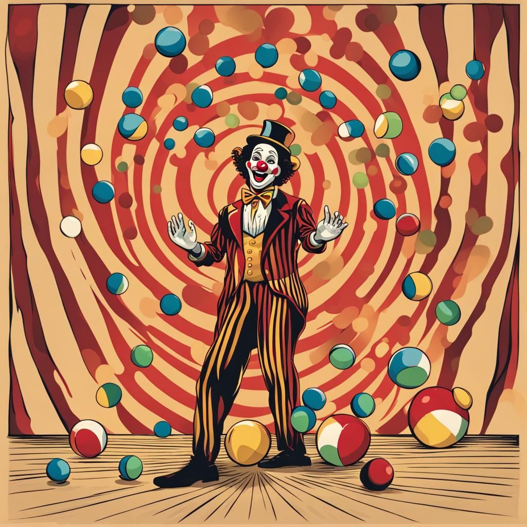 Circus Clown Juggling Balls in a Big Top