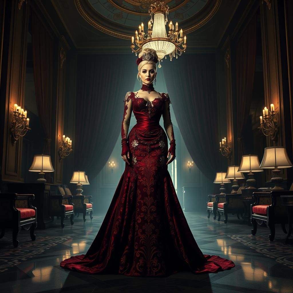 Lady Gaga as Countess in Gothic Hotel Lobby