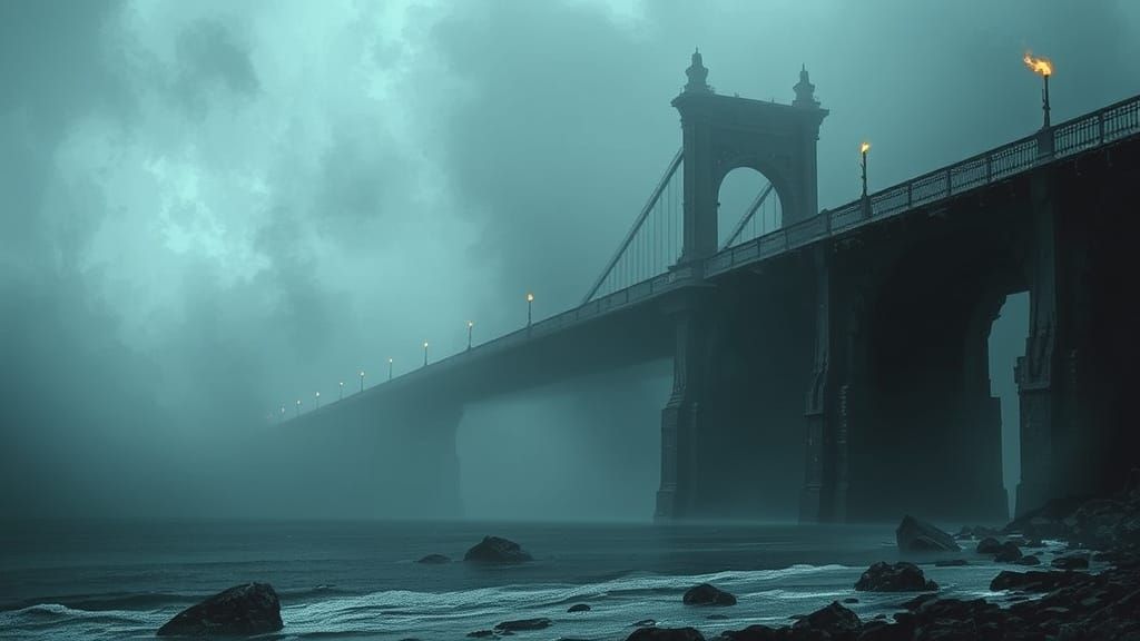 Ethereal Bridge to the Afterlife in a Dark Gothic Style