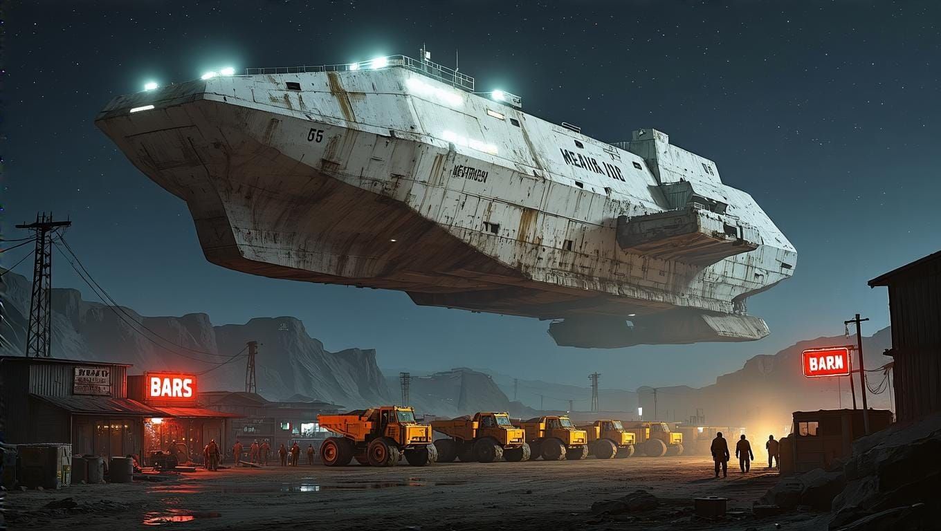 Massive Space Cargo Ship Illuminates Gritty Offworld Mining ...