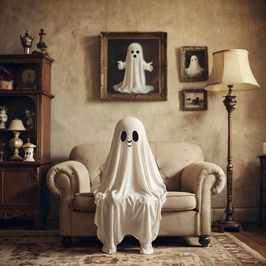 Cute Casper the Ghost in Vintage Photo