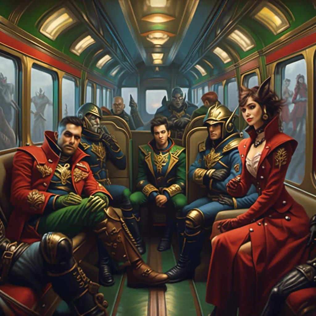 Fantasy Train Scene by Lockwood, Artgerm, and More
