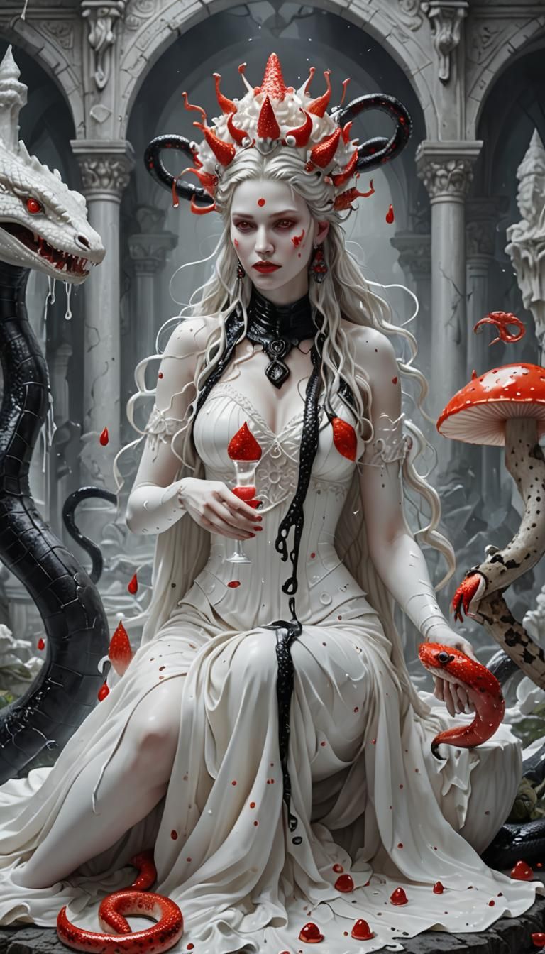 Crystal Goddess with Snakes in Fantastical Style