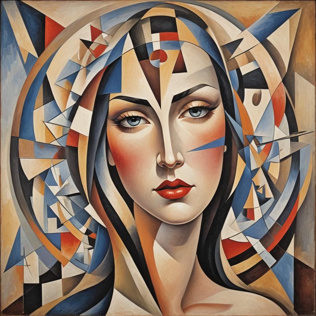 Abstract Cubist Painting: Beauty, Kindness, Truth