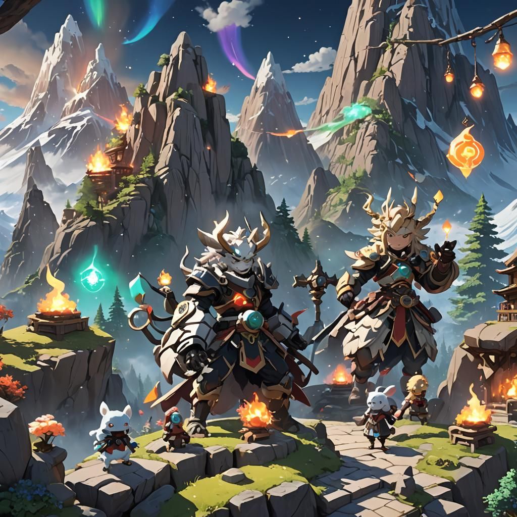 Dynamic Pokemon Team in Anime Style