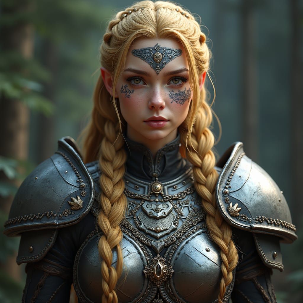 Viking Woman in Armor with Celtic Tattoos