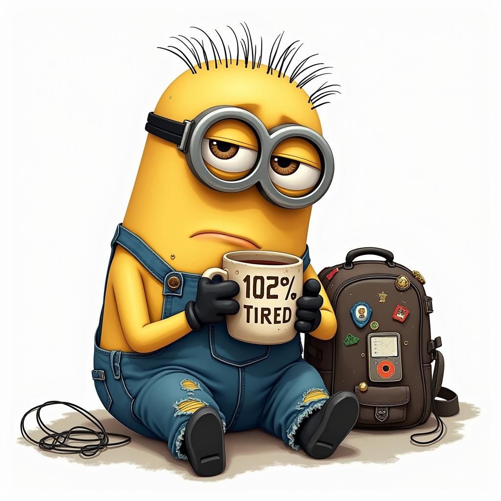Weary Minion Listens to Music in Whimsical Style