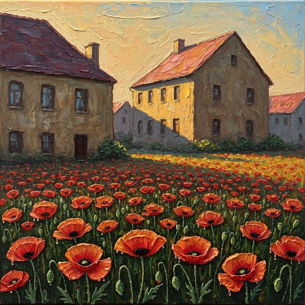 Poppies and houses