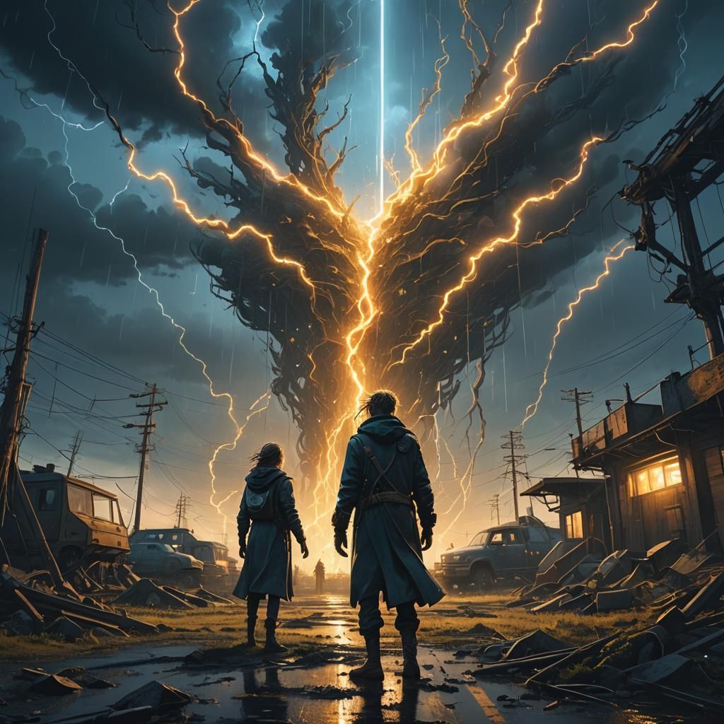 Entwined Light and Darkness in Fantasy Landscape