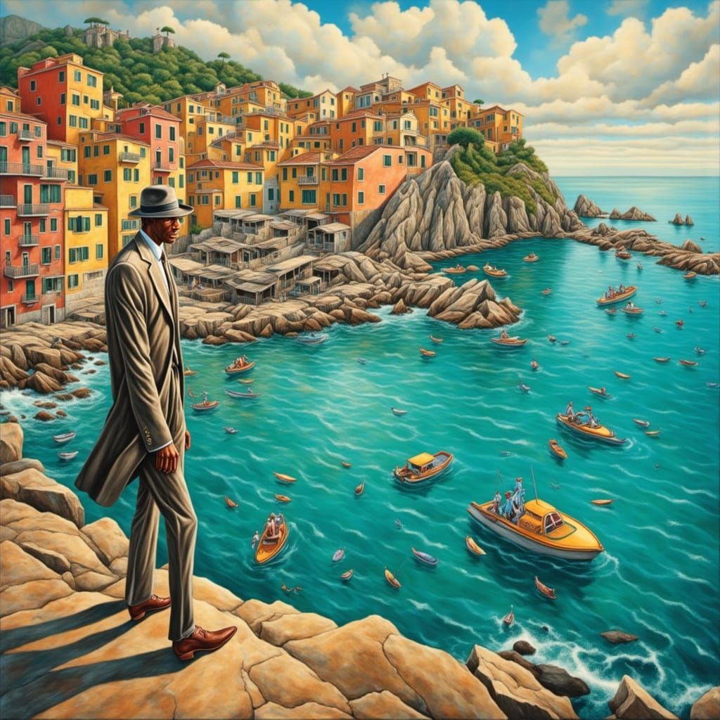 Contrasting Figure on the Italian Riviera