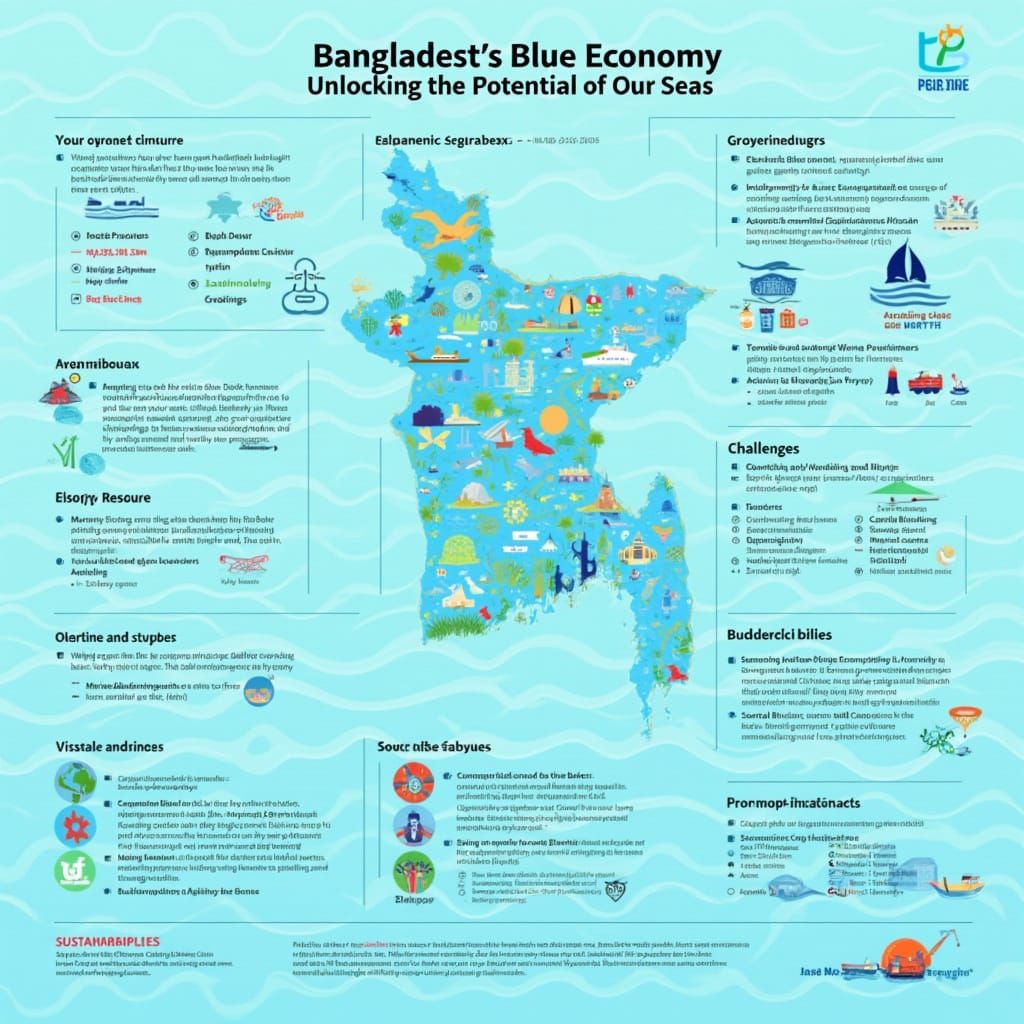 Vibrant Blue Economy Infographic Poster in Oceanic Colors