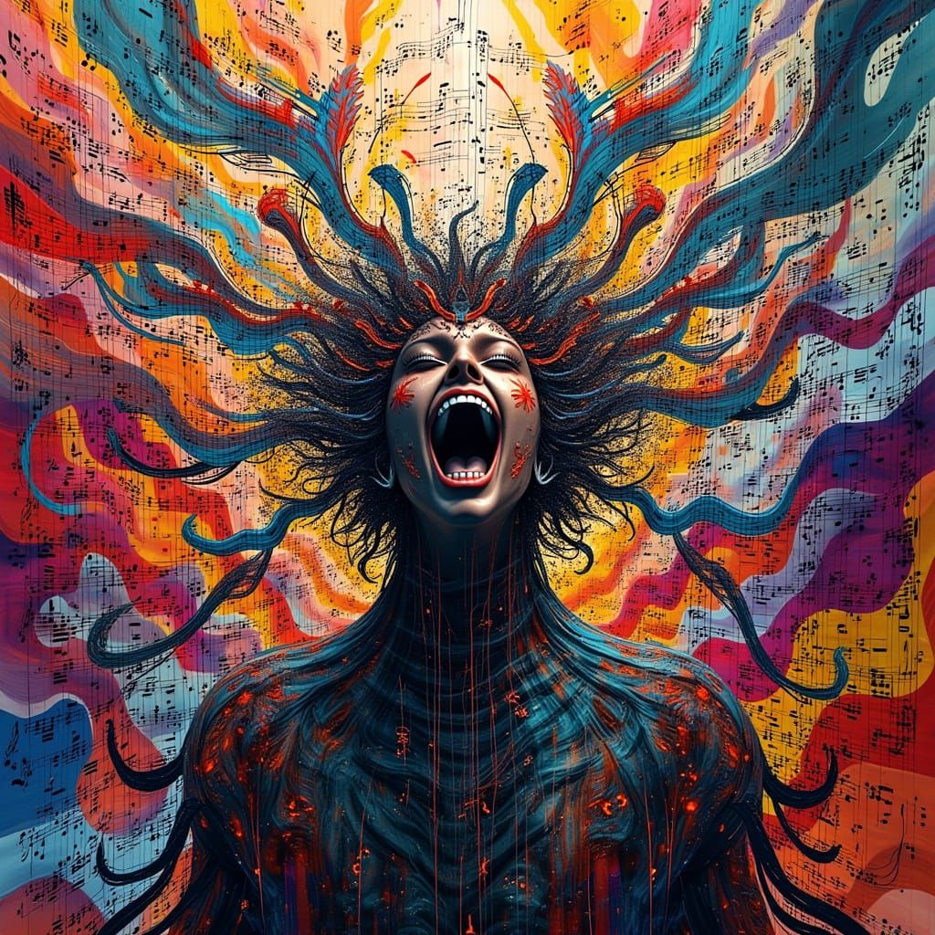 Immortal Figure in Vibrant Street Art Style