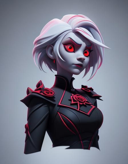 Gothic Woman with Red Eyes in 3D Art