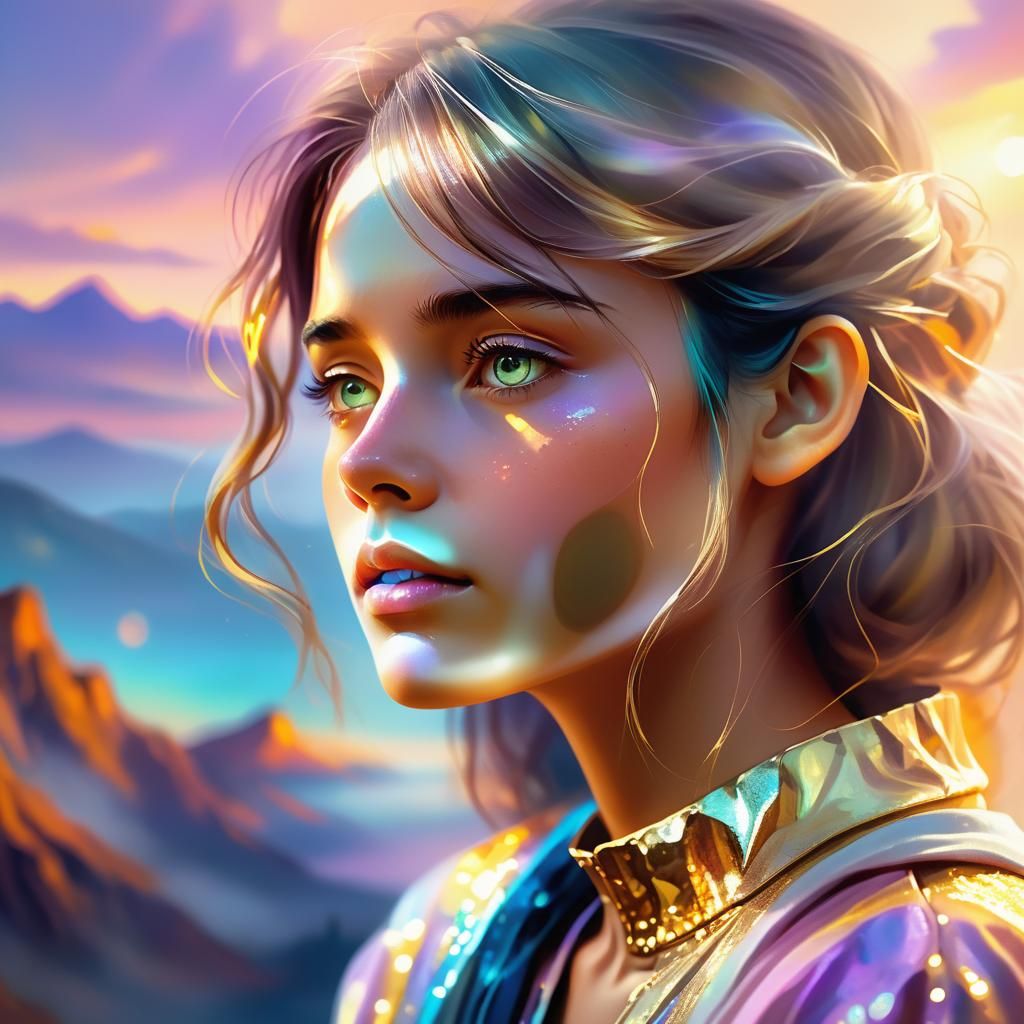 Dreamlike Portrait in Surreal Fantasy Landscape