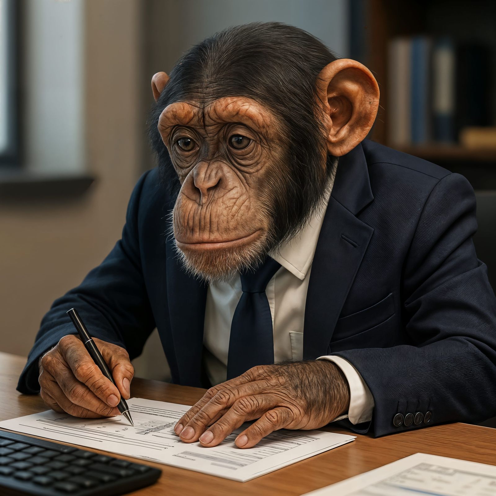Chimpanzee in Business Suit: Detailed CGI Image