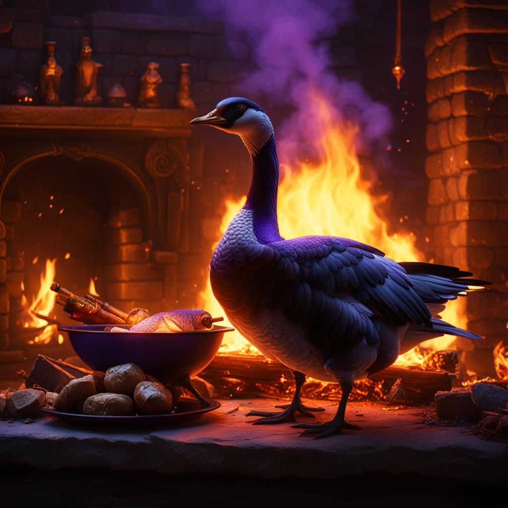 Roasting Goose: Dark Fantasy Concept Art