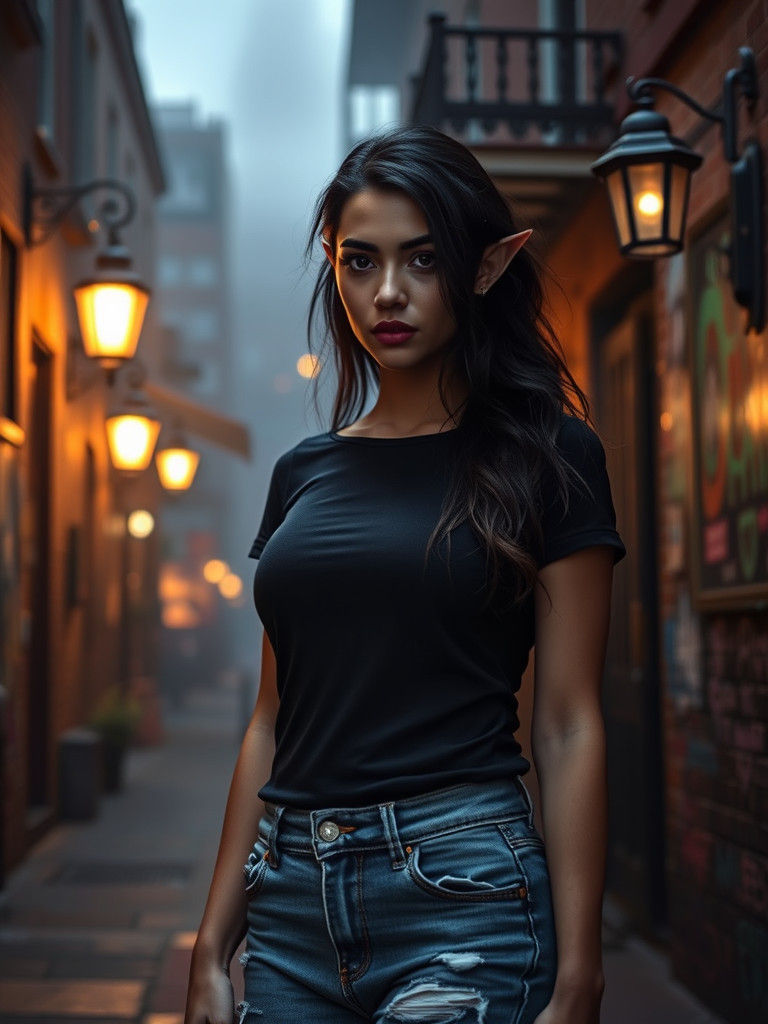 Mysterious Woman in Misty New Orleans Alleyway