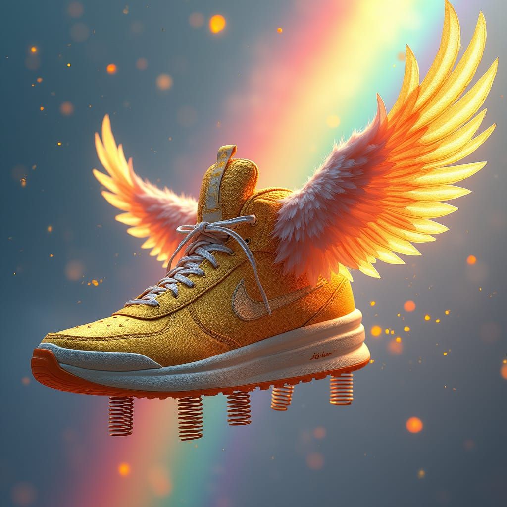 Magical Spring Sneakers Amidst a Rainbow of Wonder