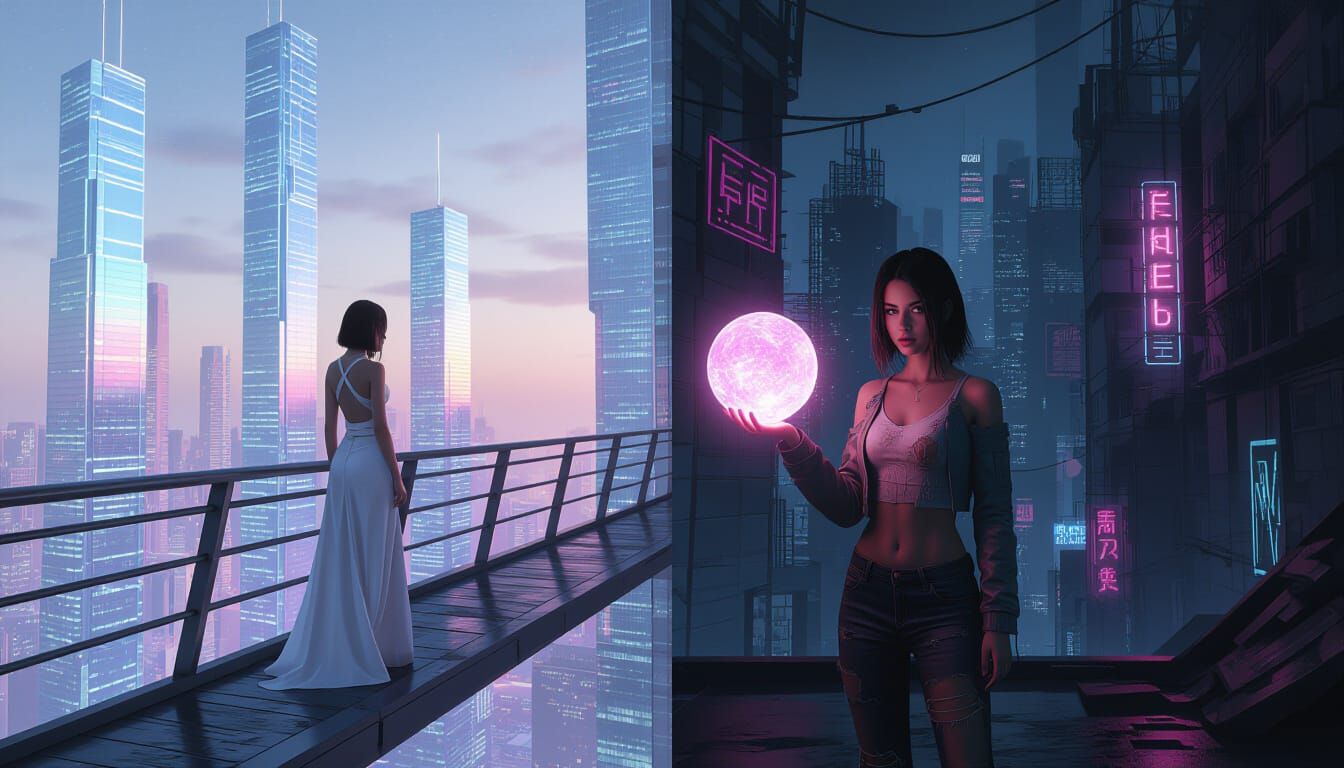 Twilight Duality: Utopia and Dystopia in Cyberpunk Style