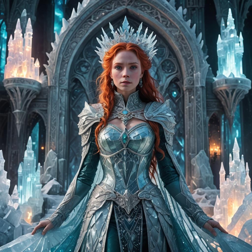 Ice Queen on Frozen Throne: Fantasy Concept Art