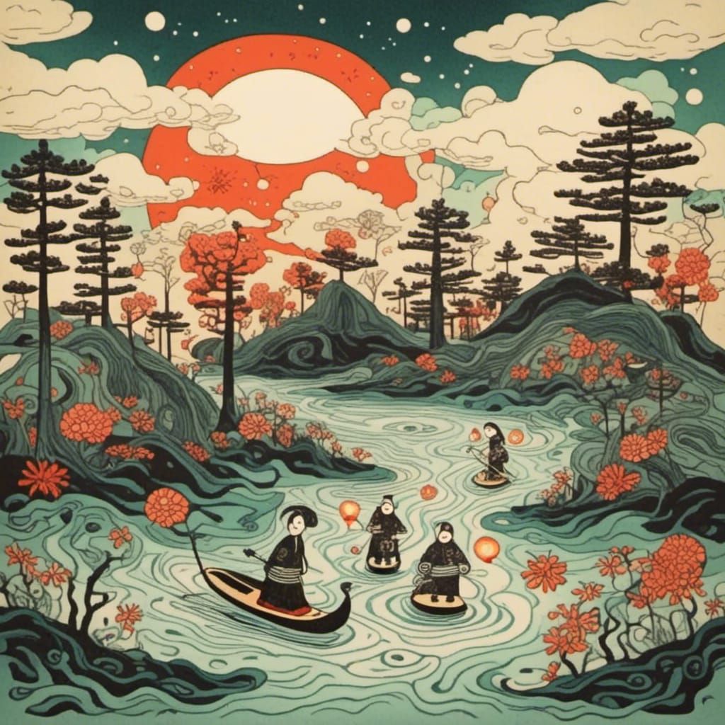 Alien Cow in Ukiyo-e Style