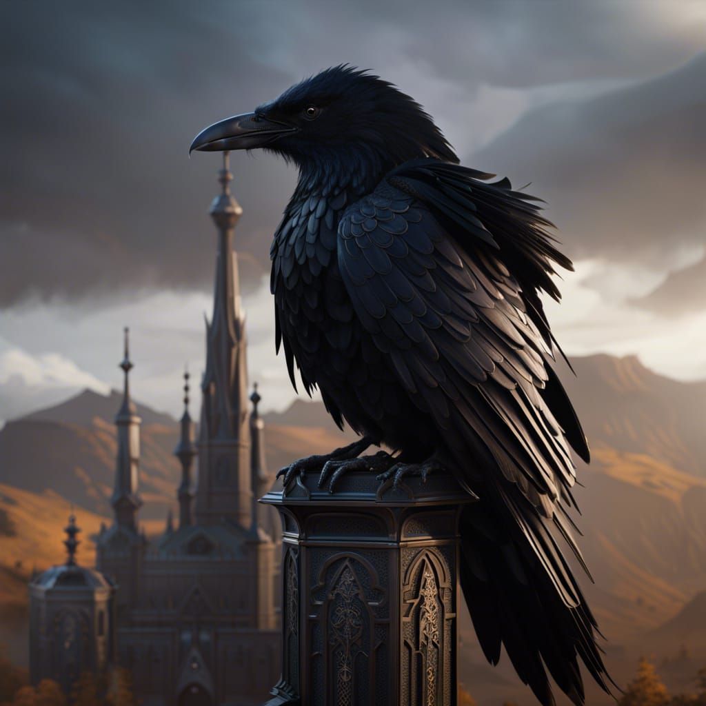 Gothic Armored Raven in Detailed Matte Painting