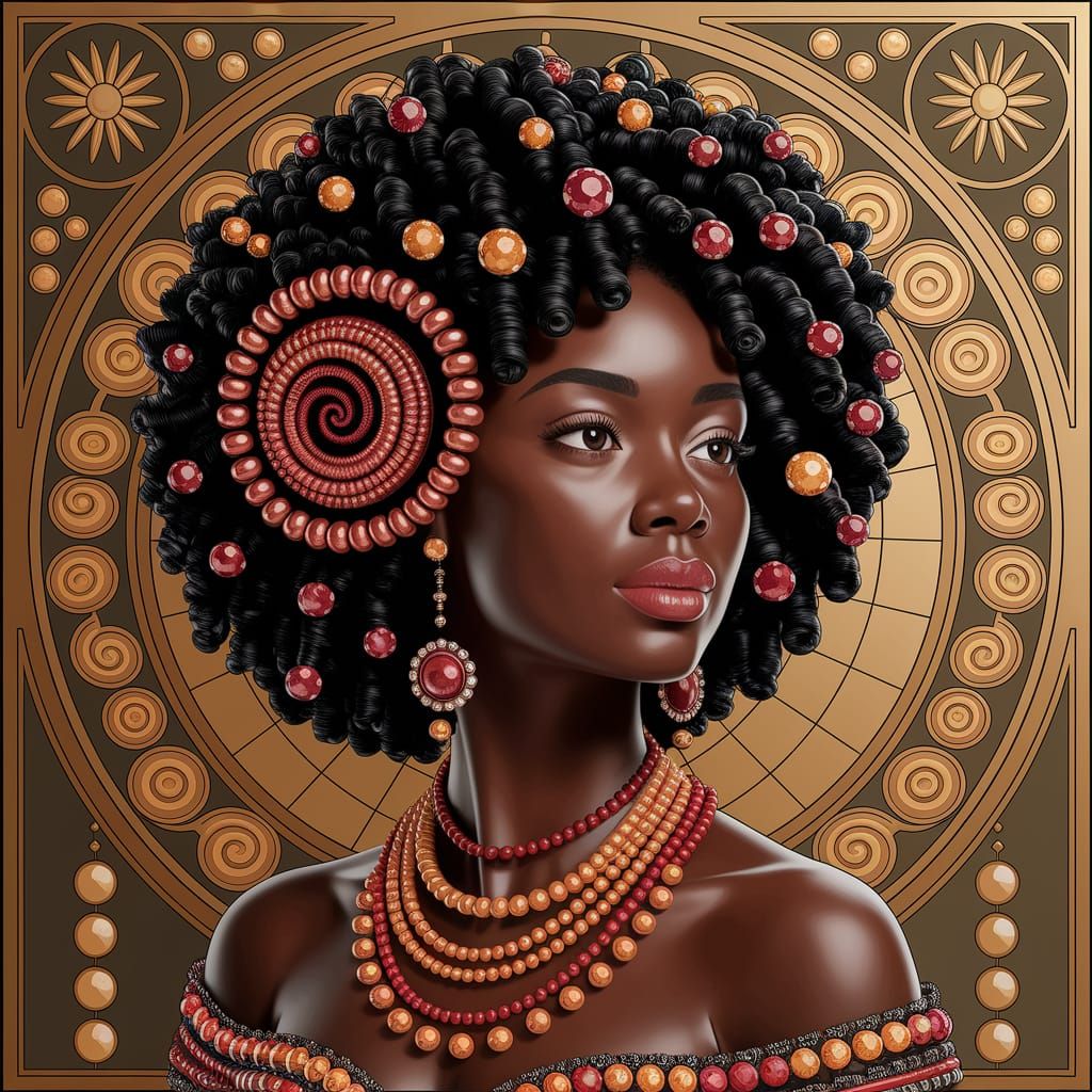 Golden Goddess in Art Nouveau Splendor