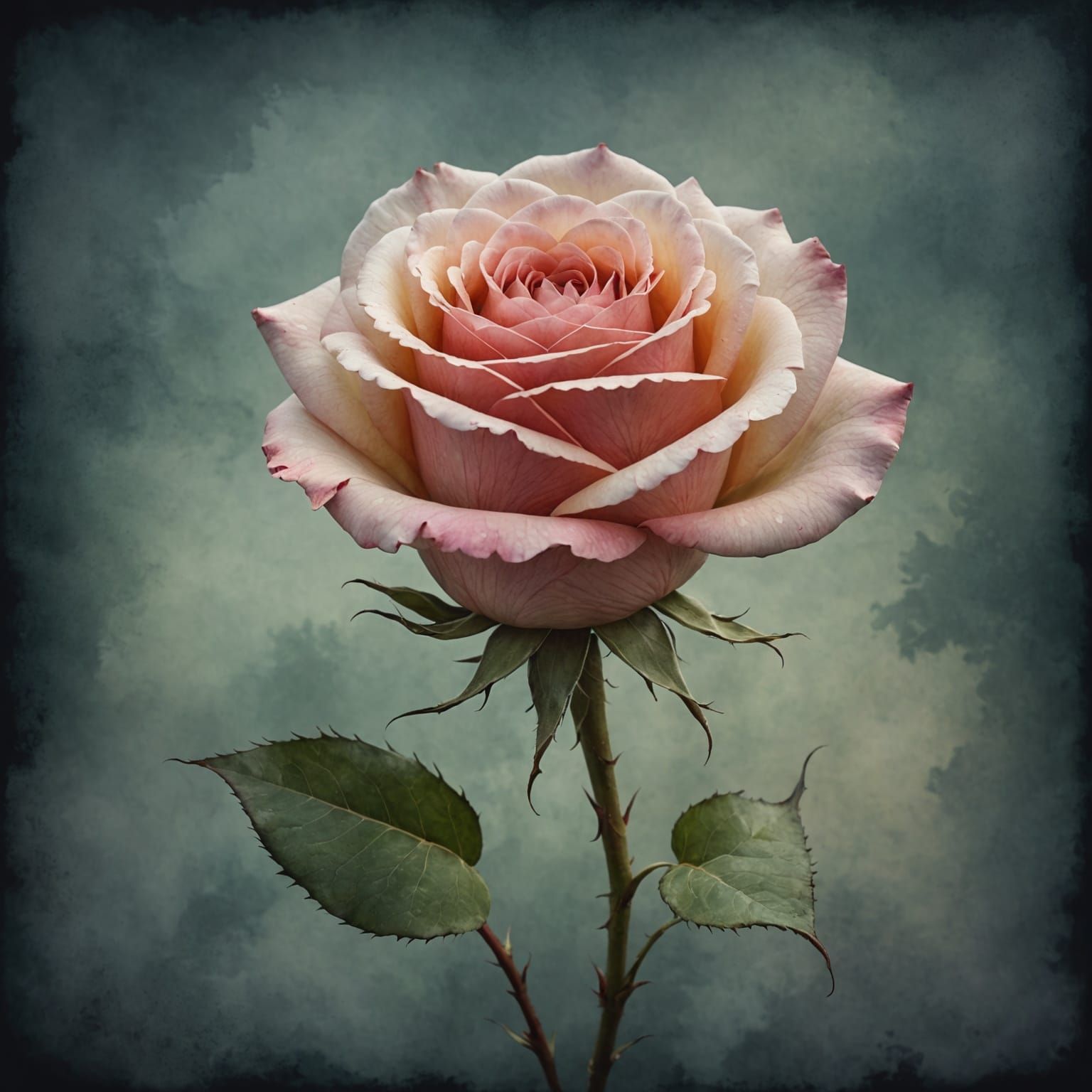 Ethereal Watercolor of a Wilted Rose