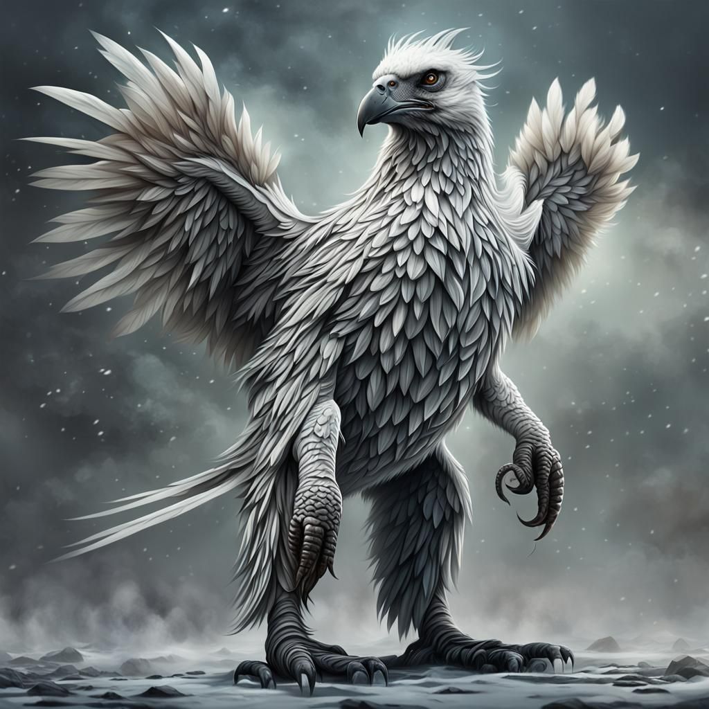 Dramatic Bird Portrait in White Tones