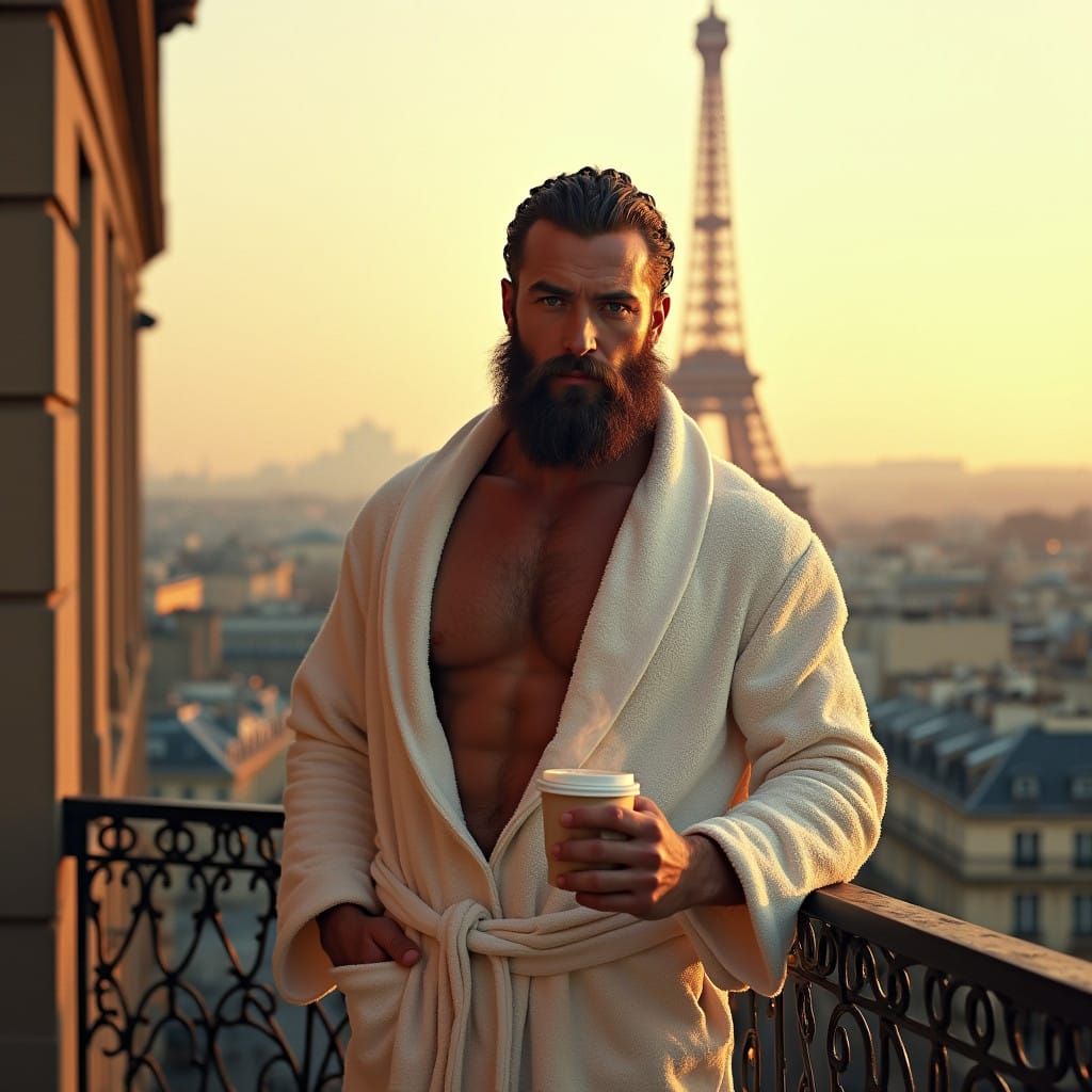 Confident Parisian Gentleman in Hyperrealistic Style