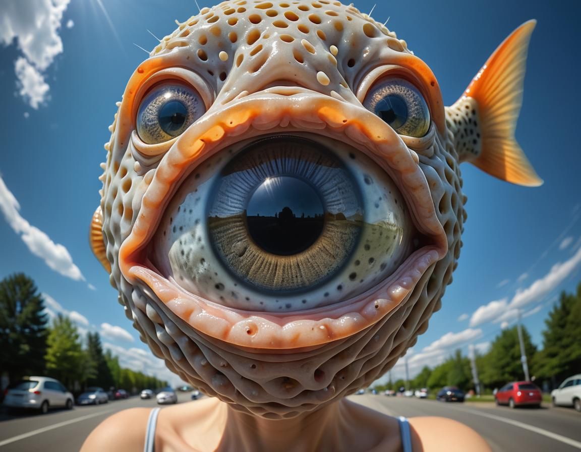 Anthropomorphic Trypophobia Pareidolia Portrait in Mixed Med...