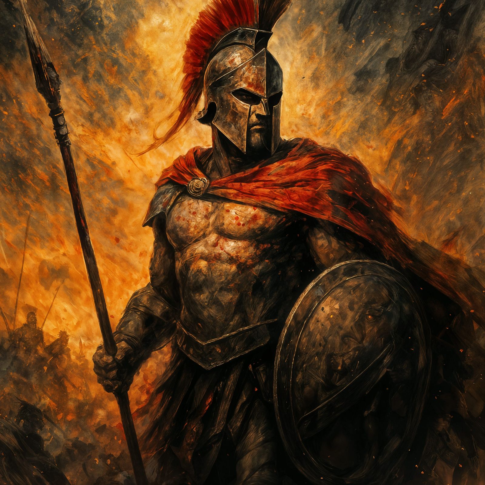 Spartan Warrior in Dramatic, High-Contrast Glory