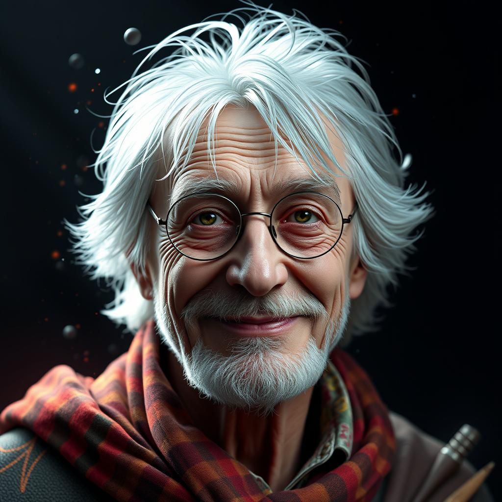 Old Harry Potter Portrait by Rutkowski, Artgerm, Mucha