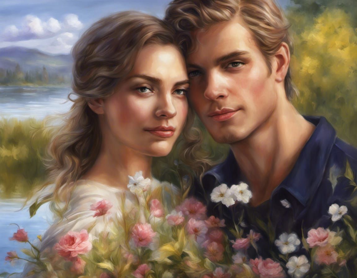 Romantic Couple Embrace in Hyperrealistic Digital Art