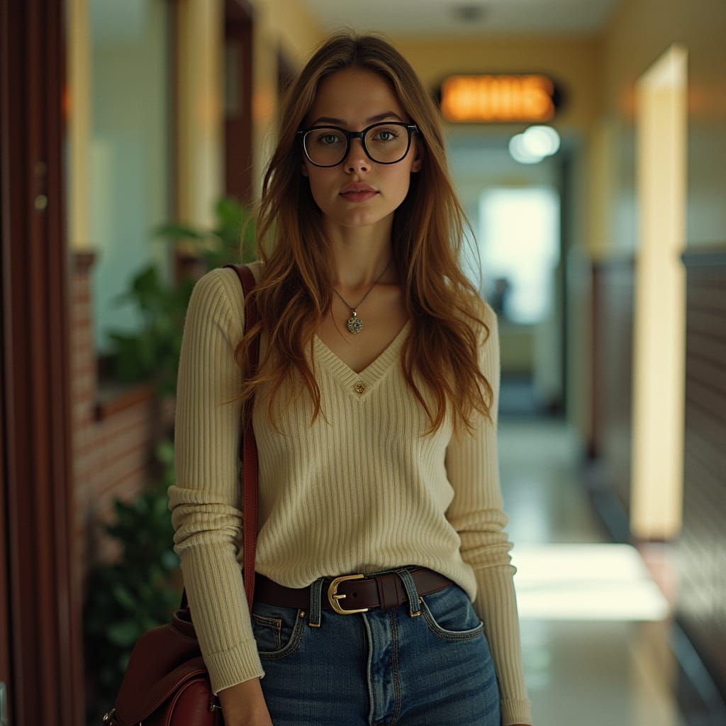 Charming Woman in Cinematic Film Still