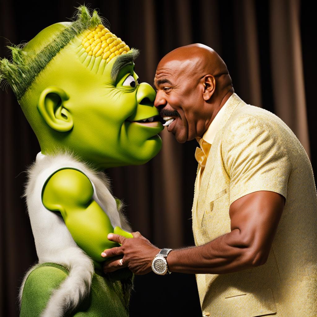 Steve Harvey and Shrek Kissing Corn