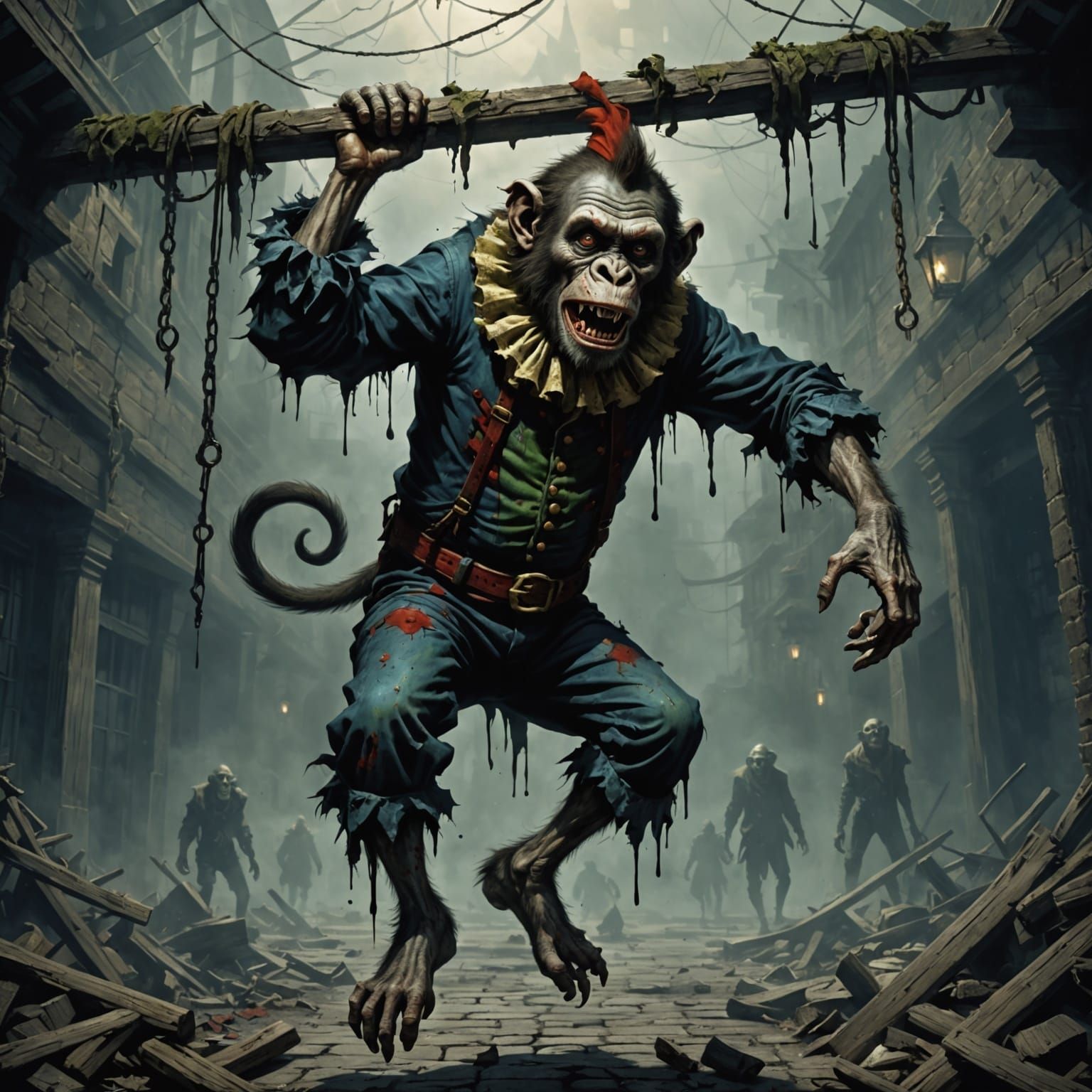 Horror Zombie Monkey Clown Upside Down