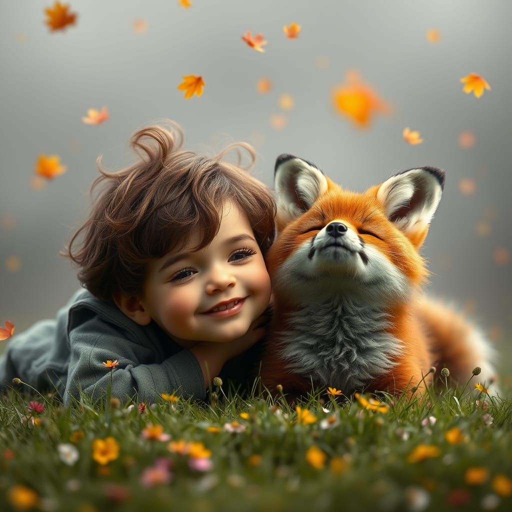 Magical Autumn Encounter in Hyperrealistic Detail