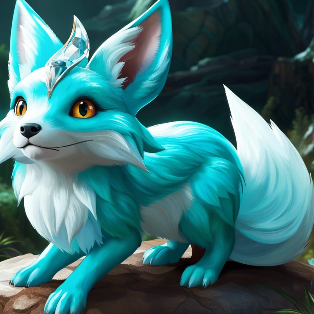 Mystic Jewel-Forehead Carbuncle Rabbit-Fox in Anime Style
