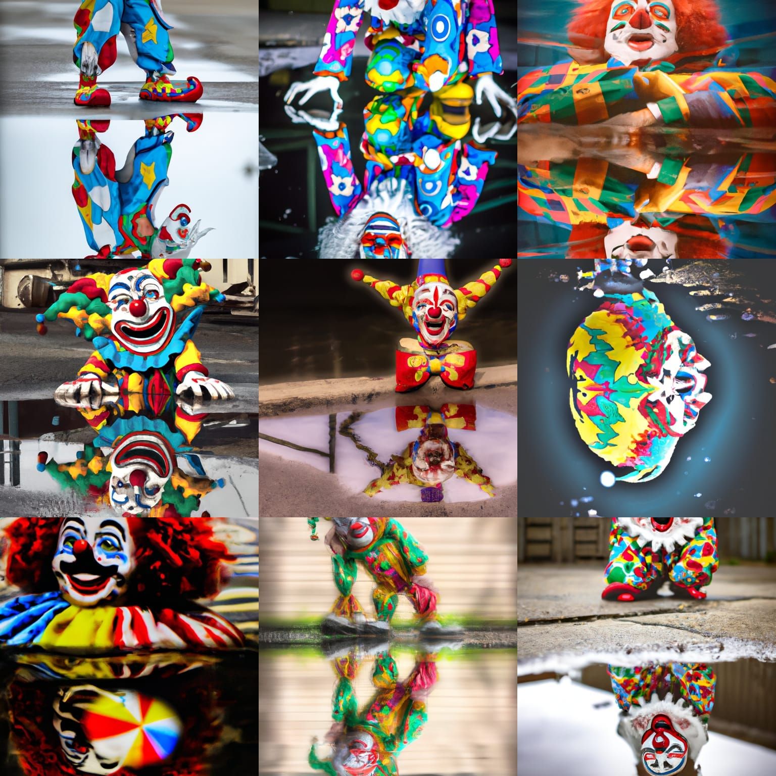 Classic Circus Clown Graphic, Vintage Clown Poster, Trippy Circus Poster, psychedelic melted clown melting into puddle c...