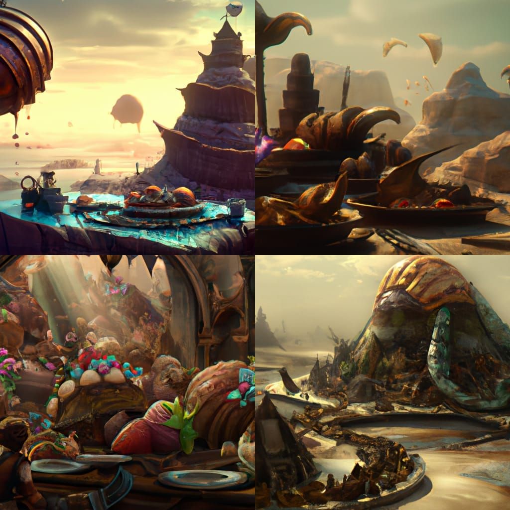 Hyperdetailed Dessert City in Dark Fantasy Style