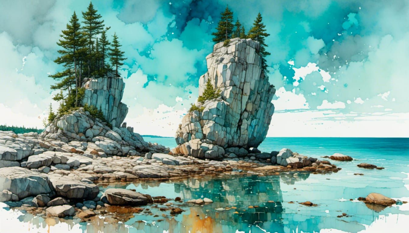 rock pillars, Georgian Bay, Ontario