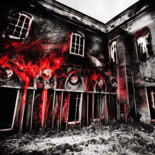 Creepy Haunted Hospital at Night in Baroque Style