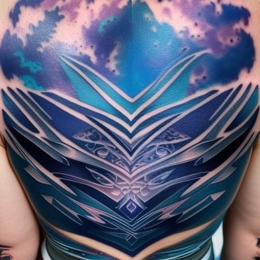 Geometric Tattoo: Abstract Galaxy in Blue Ink